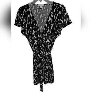 Nine West  Black and White Patterned Wrap Dress Size L